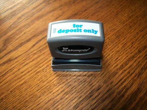 XStamper &#034;for deposit only &#034; Refillable Blue Ink Self-Inking Stamp with Cap