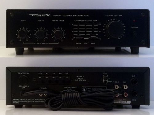 Nice vintage pa public address amp amplifier realistic mpa-45 70v output 35 watt for sale
