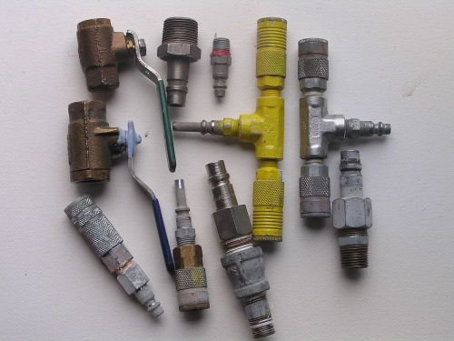 Lot of Bronze Ball Valves (Watts Nibco) &amp; various Air compressor Couplings USED