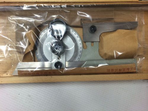 UNIVERSAL BEVEL PROTRACTORS STAINLESS W/ WOODEN CASE TAKACHIHO #496G (NN0194)