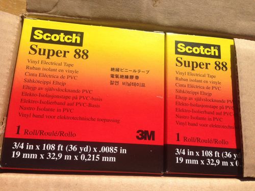 12 ROLLS SCOTCH SUPER 88 VINYL ELECTRICAL TAPE 3/4&#034; X 108&#039;