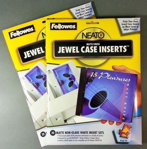 Fellowes NEATO Jewel Case Inserts - Matte White - Inkjet or Laser - 2 Boxes