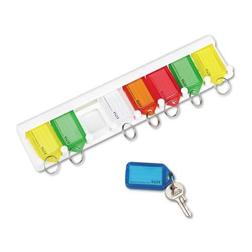 NEW PM COMPANY 4991 Color-Coded Key Tag Rack, 8-Key, Plastic, White, 10 1/2 x