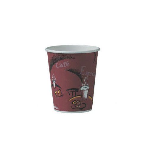 Solo cups bistro poly-coated hot paper cup in maroon for sale