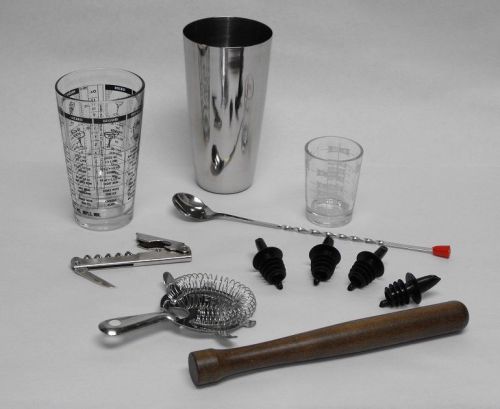 11 pc. professional bartender drink muddler set bar tools &amp; accessories kit for sale