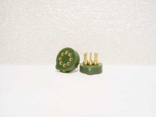 (2) NOS Augat 8-Pin Green GOLD Relay IC Op Amp Transistor Tube PCB Mount Socket