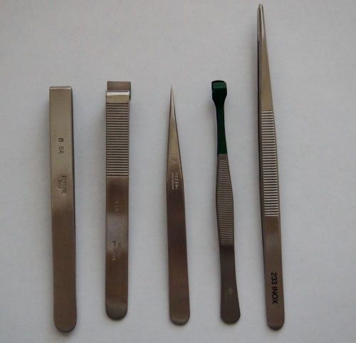 Very cool five piece tweezer kit made in switzerland &amp; italy for sale