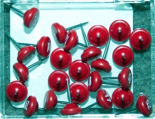 Numbered Map Tacks Moore Red Pins 4 Boxes of 25: Black Numbers 1-100 New M1202B