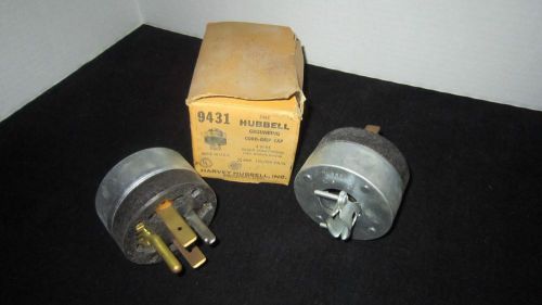 Two (2) vintage hubbell grounding cord-grip caps, 30 amp 125/250 volts new plugs for sale