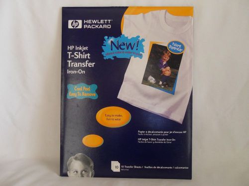 HP Inkjet T-Shirt Transfer Iron-On Sheets, Set of 10; Pkg is open but unused