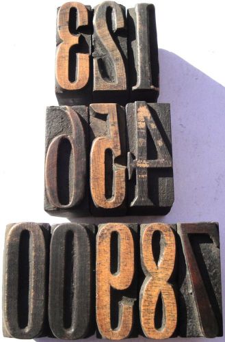 Letterpress wood 1 5/16&#034; number blocks 11pcs **superb old typeface** for sale