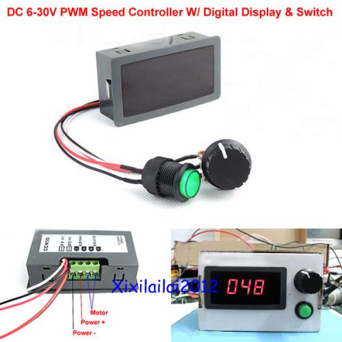 Dc 6-30v 12v 24v max 8a pwm motor speed controller with digital display &amp; switch for sale