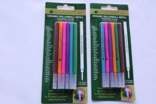 2 Monteverde Ceramic Rollerball Refill 6-Pack -Fashion Colors - Fine Point.