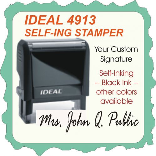 Signature stamp, custom made self inking rubber stamp 4913 black for sale