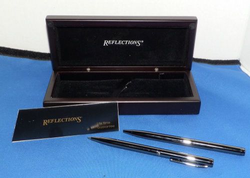 Things Remembered Reflections Pen and Pencil Set Wood Box New