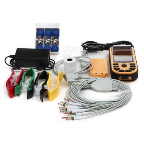 CE FDA Handheld ECG/EKG machine 12-Leads Single-Ch ECG+PC Software+Printer&amp;Paper
