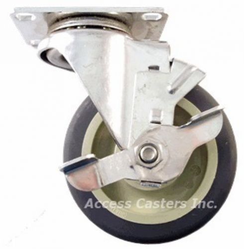 5DLSSPSB 5&#034; x 1-1/4&#034; Swivel Caster Stainless Steel Poly Wheel with Brake