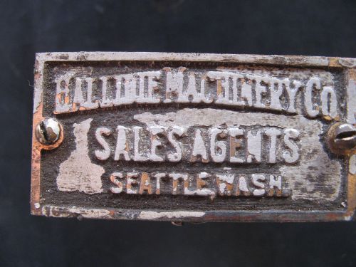 c1919 HALLIDIE MACHINERY CO. NAME PLATE -Seattle Washington- CAST BRASS ANTIQUE