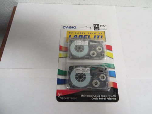 Casio EZ-Label Printer Label It Tape Cartridge XR-9WE/2S Label 9mm White/ Black