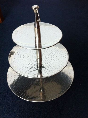 Stainless steel 3 tiered serving tray.