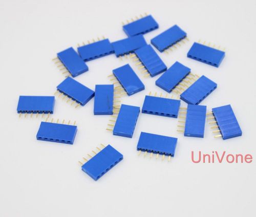 .100&#034; pin header female 1x6pin pcb receptacle blue x25pcs for sale