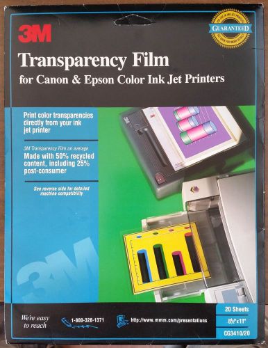 3M Transparency Film Canon/Epson Ink Jet Printers 19 Sheets