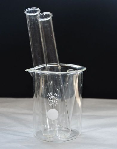 EARLY Vintage Pyrex Lab Chemistry Glass Beaker 150 ml + 3 Test Tubes