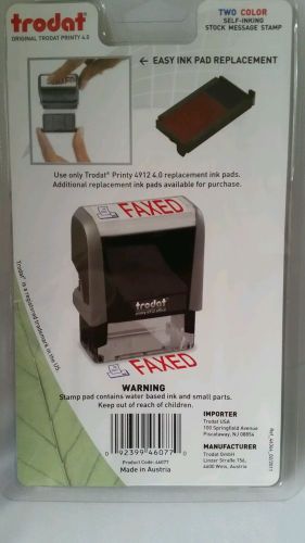1133  TRODAT TWO COLOR SELF INKING MESSAGE STAMP PRINTY 4912 &#034;FAXED&#034;