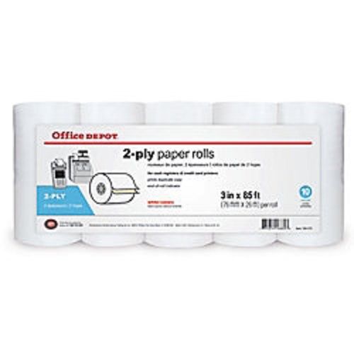 10 Office Depot 2-ply Paper Rolls (3 in x 128 ft) for Cash Register