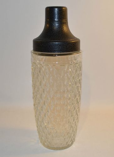 Vintage Cocktail Martini Drink Shaker Clear Glass Black Top by Nestle