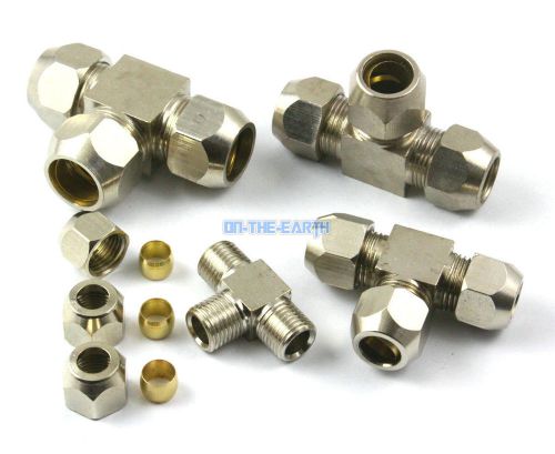 2 Pieces Brass 12mm 3 way Compression Connector Fitting Hose Coupler