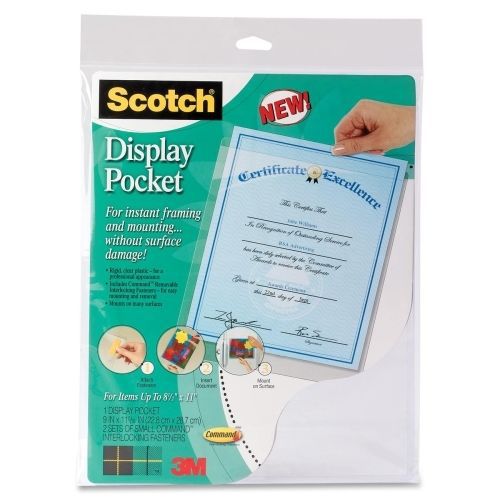 Scotch Display Pocket - 9&#034; x 11&#034; - Plastic - Clear - 1 Each - MMMWL854C