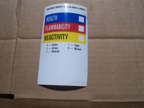 LOT of 25  MSDS RIGHT TO KNOW LABEL STICKER   5&#034;x3&#034;   Paper with sticky back