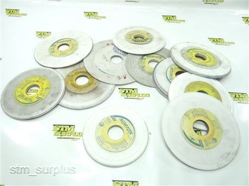 LOT OF 11 NORTON GRINDING WHEELS 5-1/4&#034; TO 6-1/2&#034; WITH 1-1/4&#034; BORE