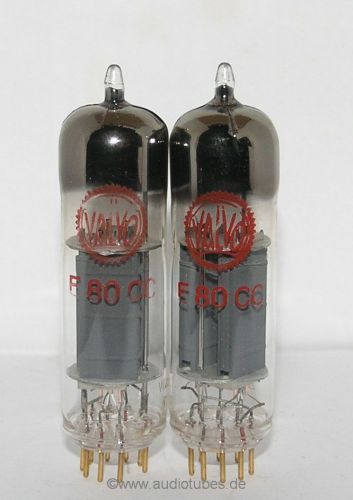 2 factory new tubes Valvo E80CC 6085 flat bar d-getter pinch waist  (503037) 50s