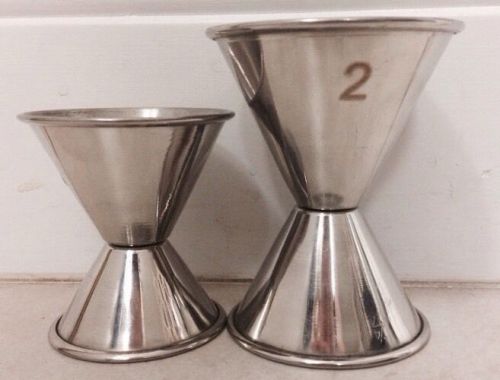New double cocktail jigger: set of 2 sizes 3/4,1 1/4,2 oz bar measuring cups for sale