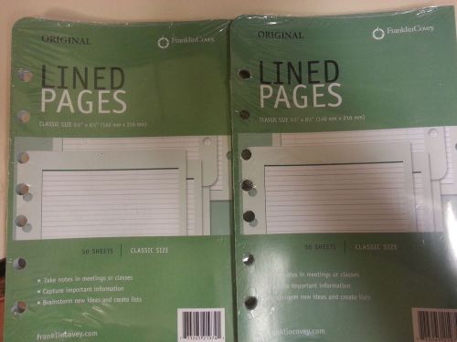 2 NIP Packages Franklin Covey Classic LIned Pages Paper Sealed 100 total Planner