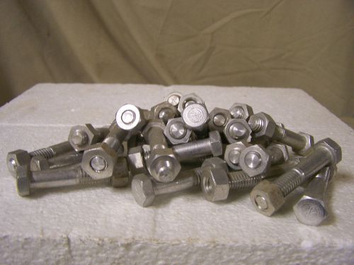 3/8-16 x 2&#034; aluminum machine bolt with nut - hex head - qty. 20 for sale