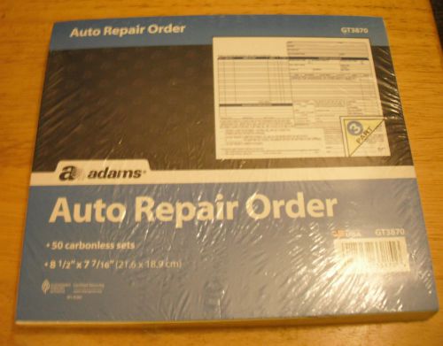 Adams auto repair order forms, 8.5 x 7.44 inch, 3-part, carbonless, 50-pack, for sale