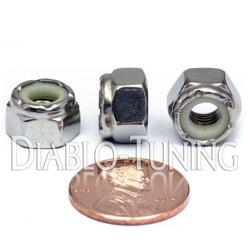 1/4-28 NE - Qty 10 - Nylon Insert Hex Lock Nut UNF - A2 Stainless Steel 18-8