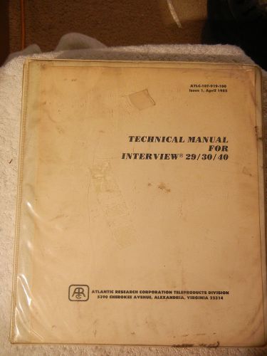 ATLANTIC MODEL 29/30/40: Interview~Technical Manual~issue 1 1982 &amp; 1983 addendum