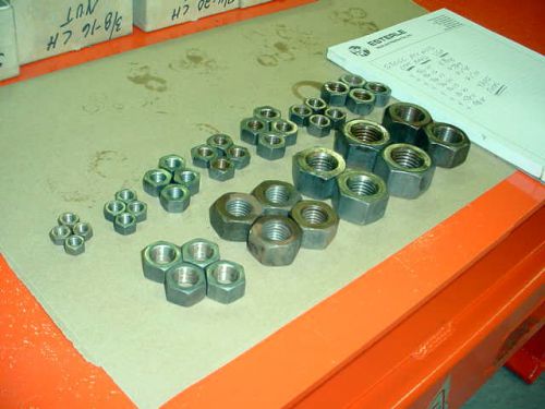 NEW LOT OF 42 PCS LEFT HAND STEEL HEX NUTS FROM 5/16-18 TO 1&#034;-14 FREE SHIPPING