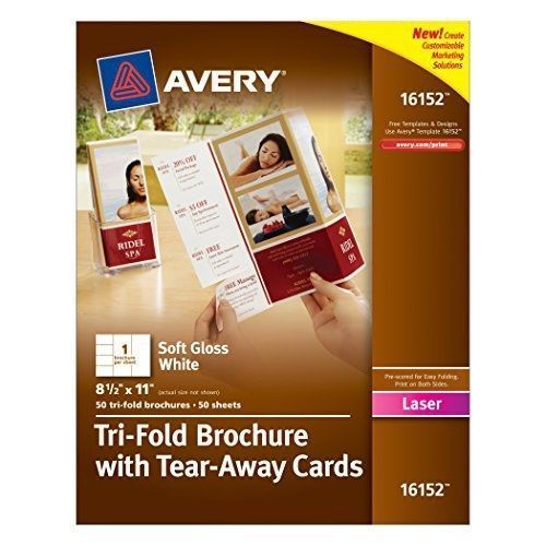 Avery Tri-Fold Brochure with Tear - Away Cards, 50 Brochures (16152)