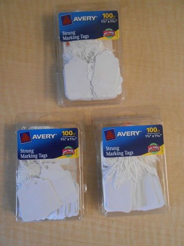 3 PACKS  Avery Strung Marking Tags 100ct Avery 6732 Tags 13/4X13/32