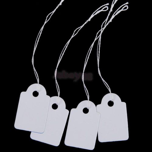 500 white strung string tags swing price tickets jewelry retail tie on label for sale