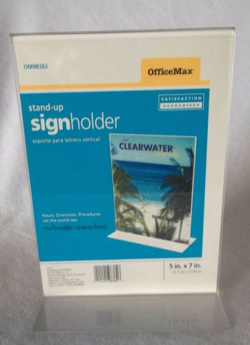 STAND-UP 5 IN. X 7 IN. PLASTIC SIGN HOLDER DISPLAY WITH FLAT STAND FOR COUNTER