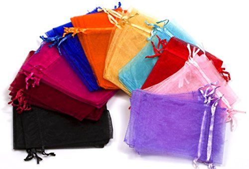 MBOX Colorful 4x6&#034; Organza Drawstring Pouch Bag 100pcs Rainbow Mix