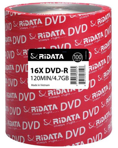 Ridata dvd-r 16x eco 100 pack spindle 100 discs for sale