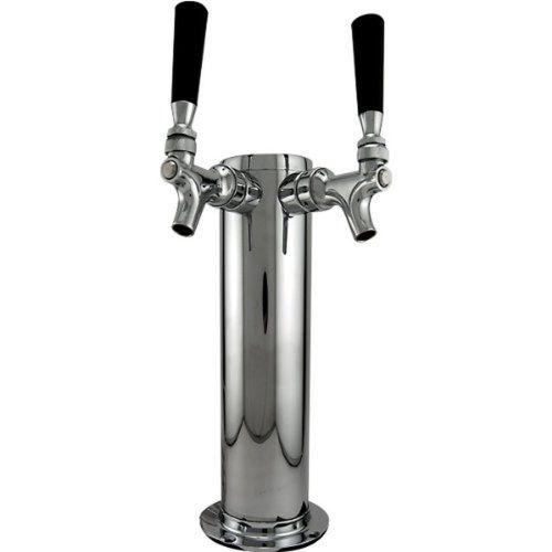 Keg works double tap draft beer tower stainless steel 3&#034; d for sale