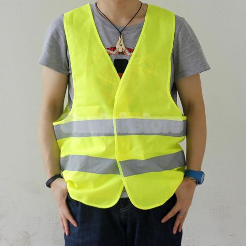 Yellow high visibility safty vest waistcoat with grey reflective strips for sale